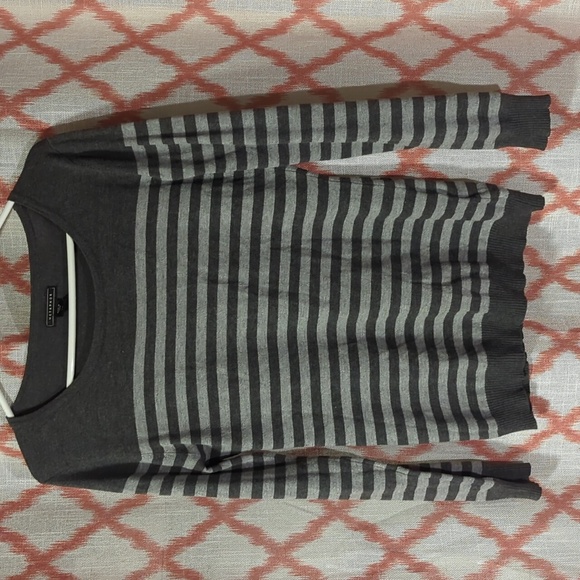 Soft Gray Striped Sweater - Picture 1 of 3